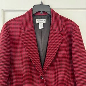 Pendleton Women's Wool Red Checkered Blazer Vintage Size 12